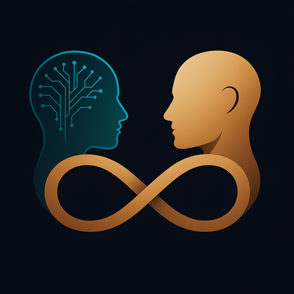 AI and Human collaboration - infinite loop connecting artificial and human intelligence